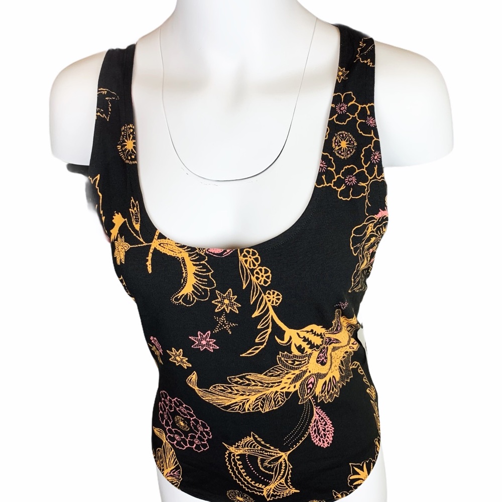 Free People Floral Black & Gold Bodysuit Large - Picture 11 of 14